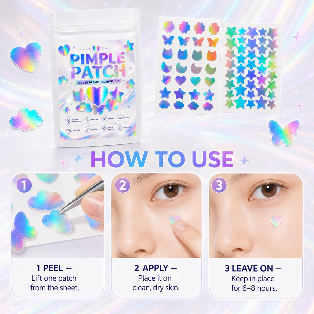 232/580/812pcs Iridescent Mixed-Shape Pimple Patches, Ultra-Thin, Breathable, Skin-Friendly for Daily Wear