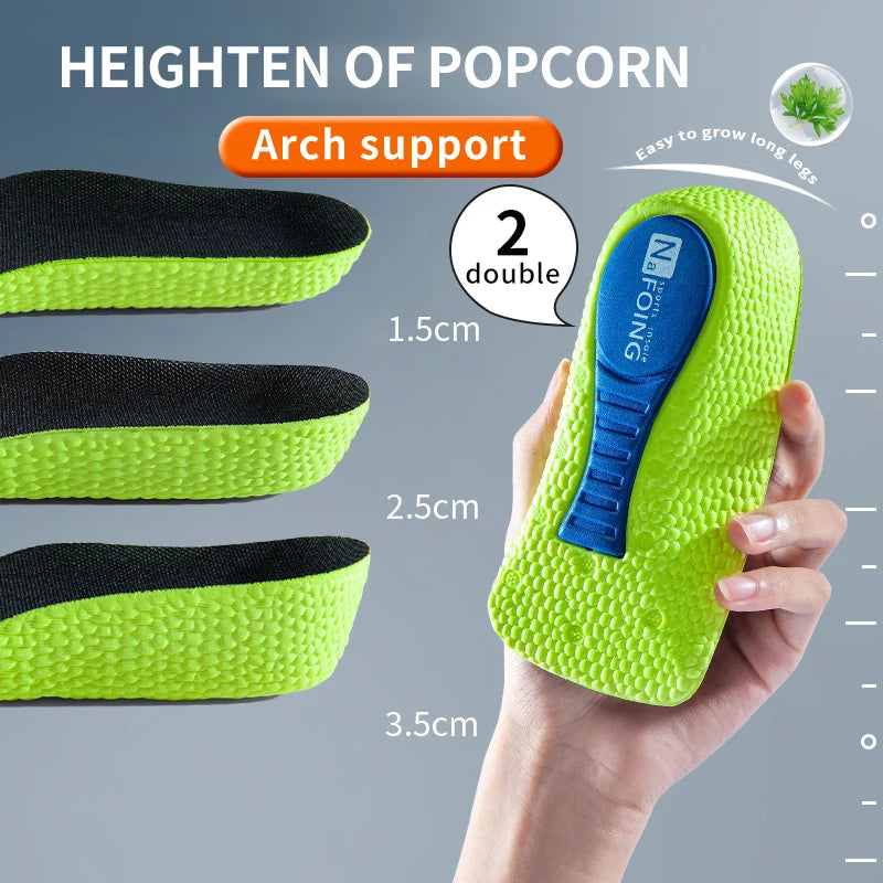 Height Increase Shoe Insoles for Men Women Arch Support Orthopedic Insoles Sneakers Heel Lift Templates Memory Foam Shoe Inserts