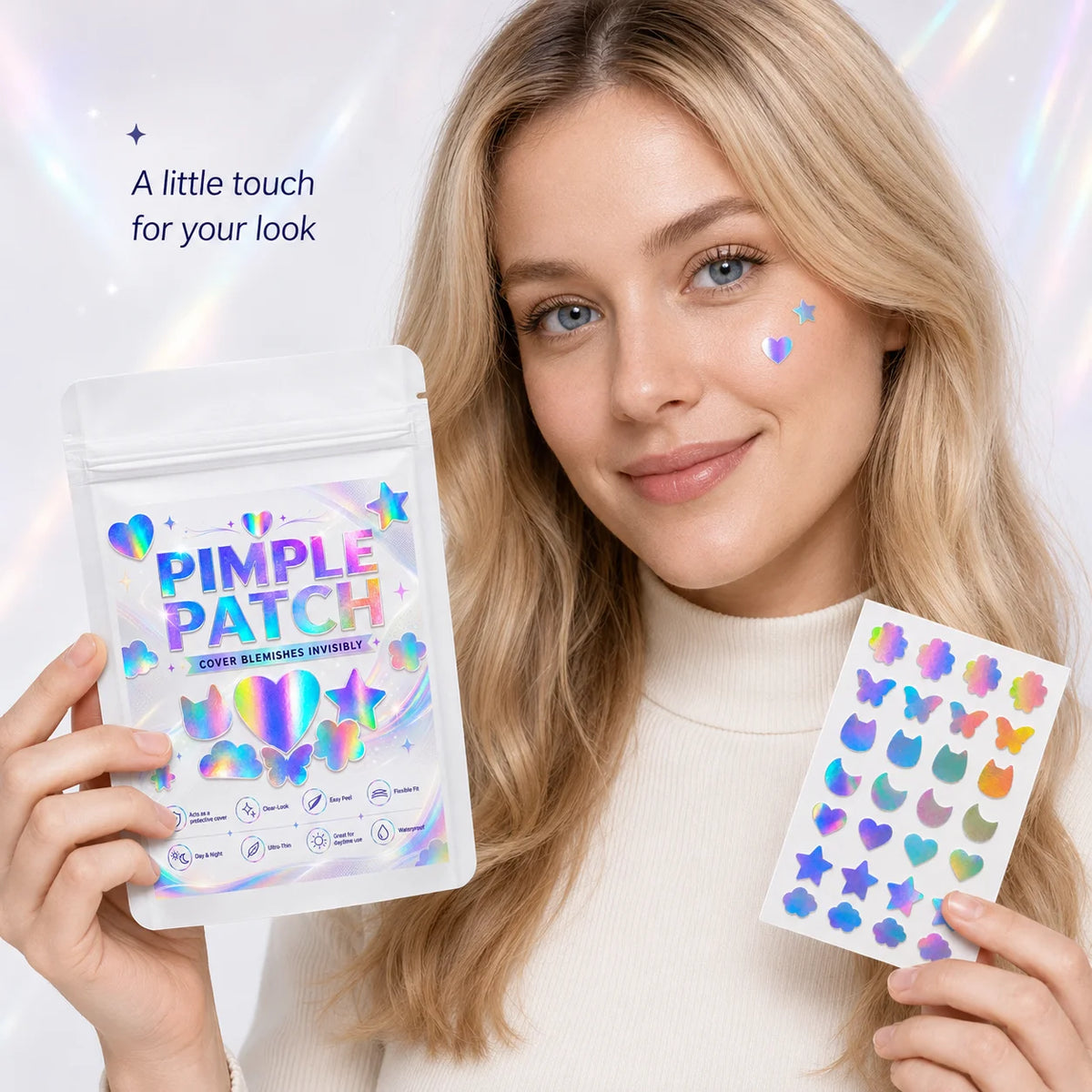 232/580/812pcs Iridescent Mixed-Shape Pimple Patches, Ultra-Thin, Breathable, Skin-Friendly for Daily Wear