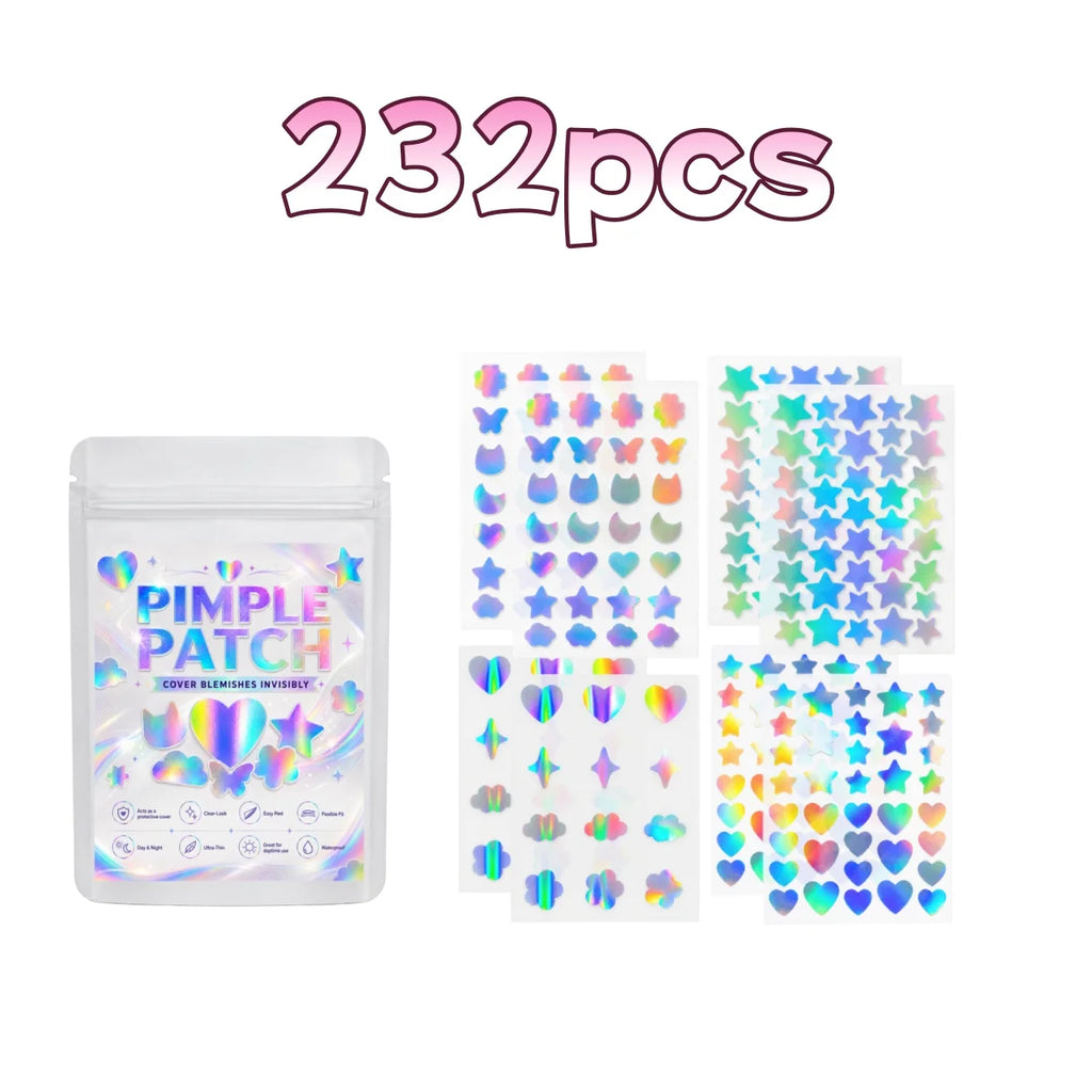 232/580/812pcs Iridescent Mixed-Shape Pimple Patches, Ultra-Thin, Breathable, Skin-Friendly for Daily Wear