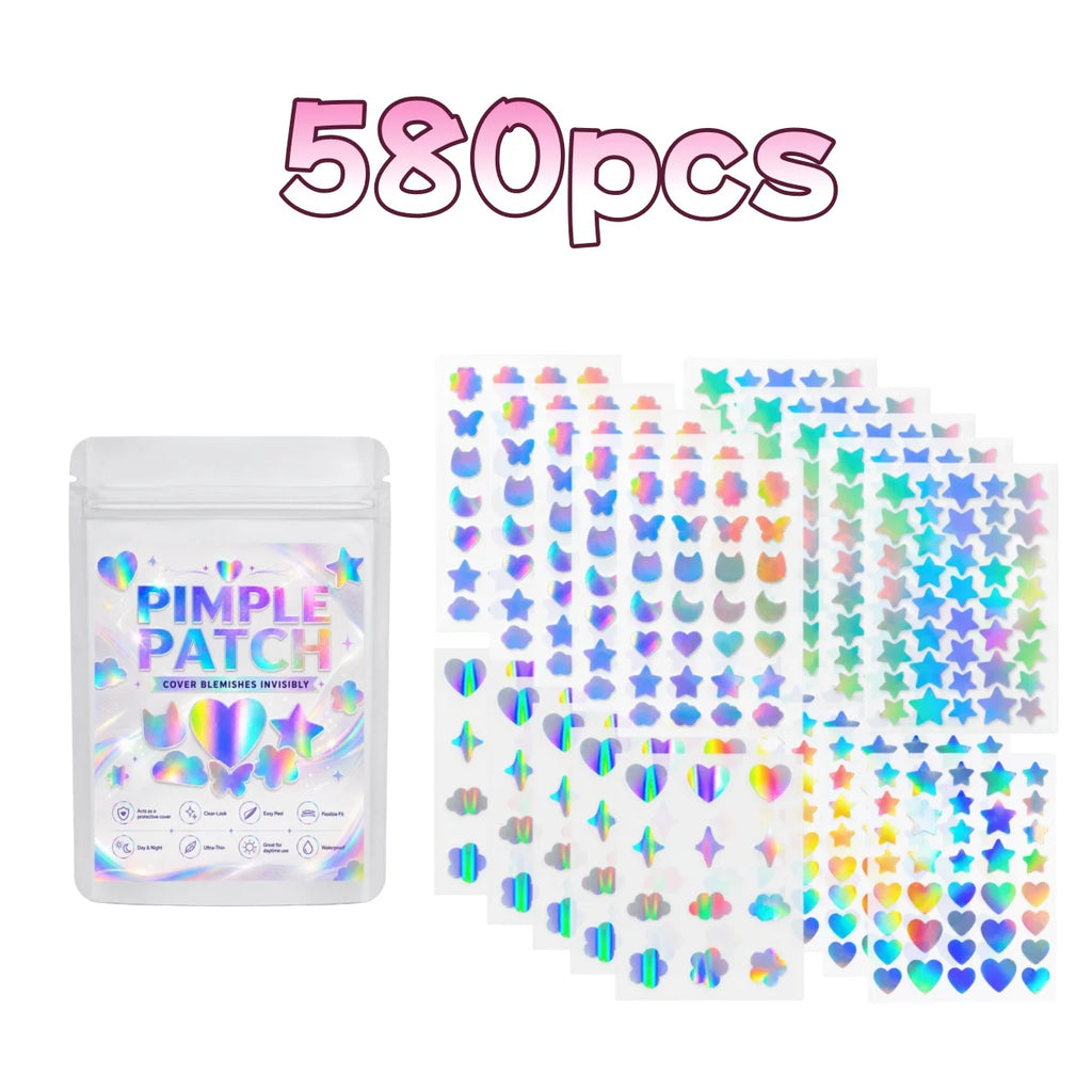 232/580/812pcs Iridescent Mixed-Shape Pimple Patches, Ultra-Thin, Breathable, Skin-Friendly for Daily Wear