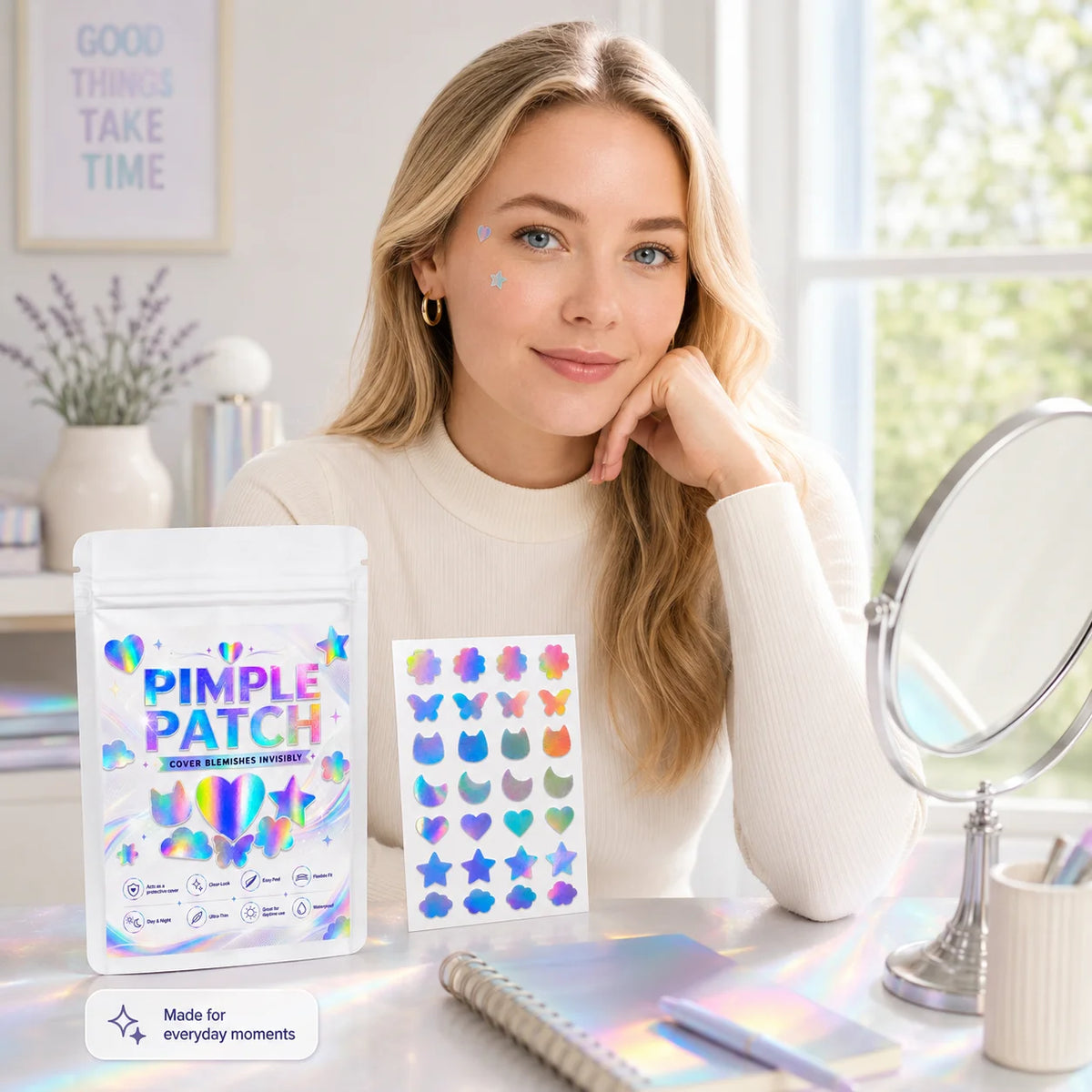 232/580/812pcs Iridescent Mixed-Shape Pimple Patches, Ultra-Thin, Breathable, Skin-Friendly for Daily Wear